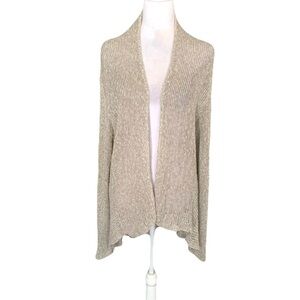 Eileen Fisher Large Open-Front Draped Cardigan Light Beige/Cream Quiet Luxury